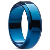 Ferrum | Anneau à bords biseautés en acier inoxydable bleu poli - 8 mm