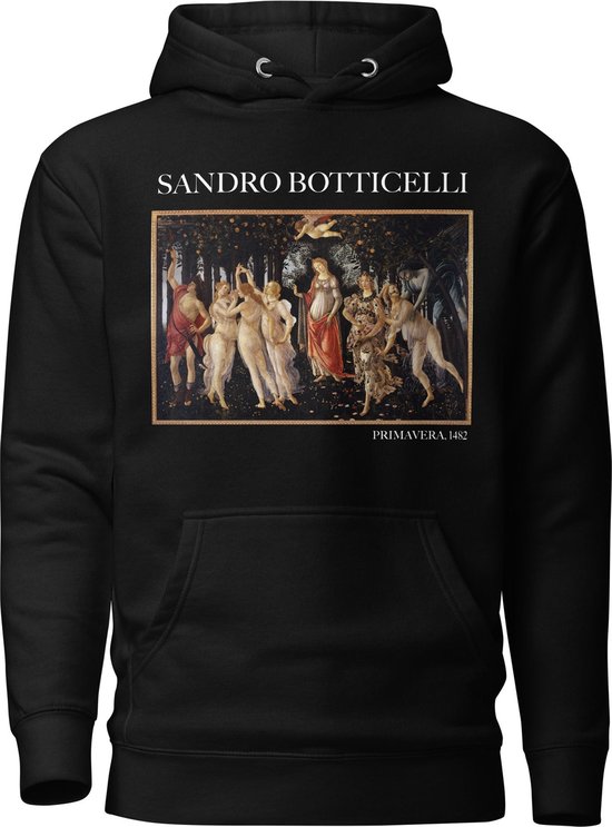 Sandro Botticelli 'Primavera' ("Primavera") Beroemd Schilderij Hoodie | Unisex Premium Kunst Hoodie | Zwart | S