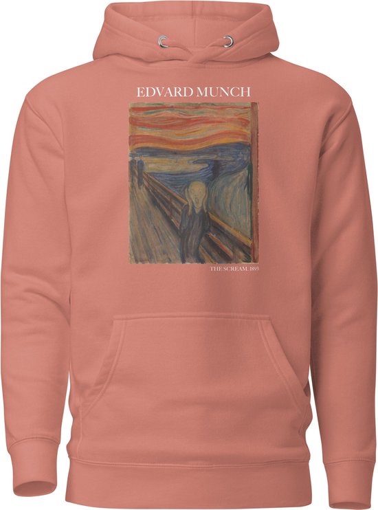 Edvard Munch 'De Schreeuw' ("The Scream") Beroemd Schilderij Hoodie | Unisex Premium Kunst Hoodie | Dusty Rose | M