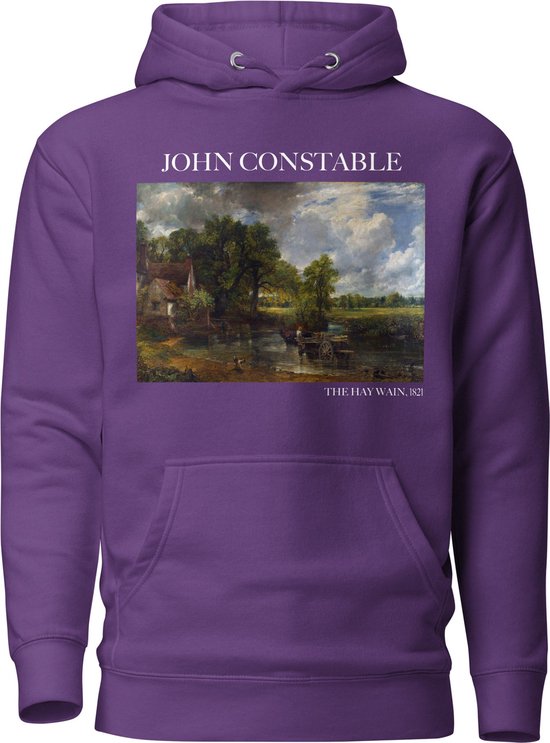 John Constable 'De Hooiwagen' ("The Hay Wain") Beroemd Schilderij Hoodie | Unisex Premium Kunst Hoodie | Paars | M