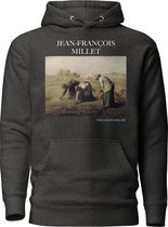 Jean-François Millet 'De Arenlezers' ("The Gleaners") Beroemd Schilderij Hoodie | Unisex Premium Kunst Hoodie | Charcoal Heather | L