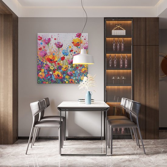 Artaza Peinture sur toile Fleurs colorées dans un champ – 80 x 80 – Groot – Photo sur toile – Impression sur toile