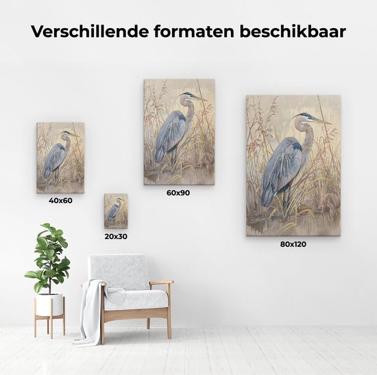 Artaza Peinture sur toile représentant un grand héron – 20 x 30 – Klein – Photo sur toile – Impression sur toile