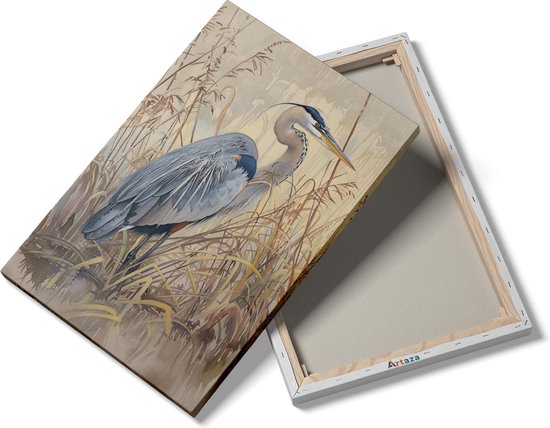 Artaza Peinture sur toile représentant un grand héron – 20 x 30 – Klein – Photo sur toile – Impression sur toile