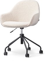 Nolon Nout-Mae Bureaustoel Bouclé Beige - Stof - Verstelbaar - Wieltjes - Zwart Onderstel - Design - Comfortabel