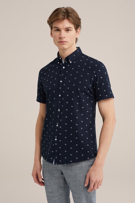 WE Fashion Heren jersey korte mouw overhemd met print bol