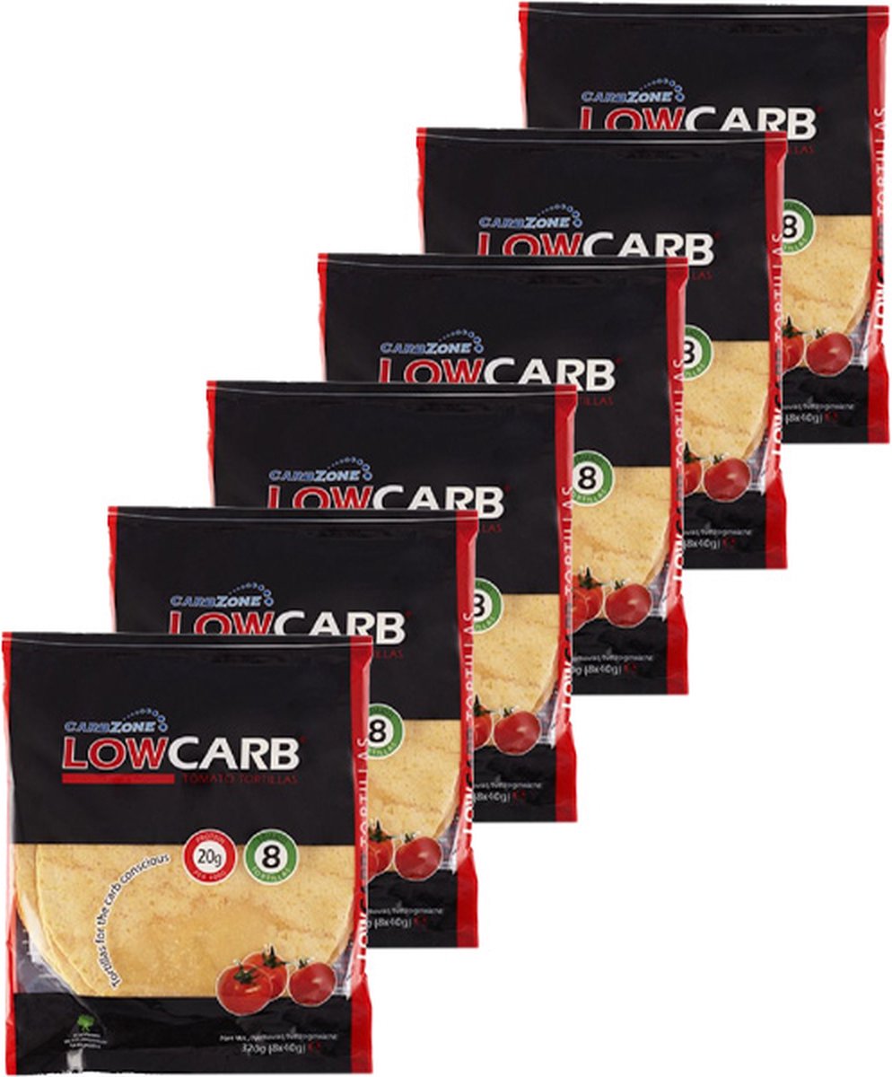 Goedkoopste Carbzone | Tortilla's Tomaat | Regular Size | 6 stuks | 6 x 40 gram