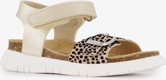 Braqeez leren meisjes sandalen cheetah print goud - Maat 30