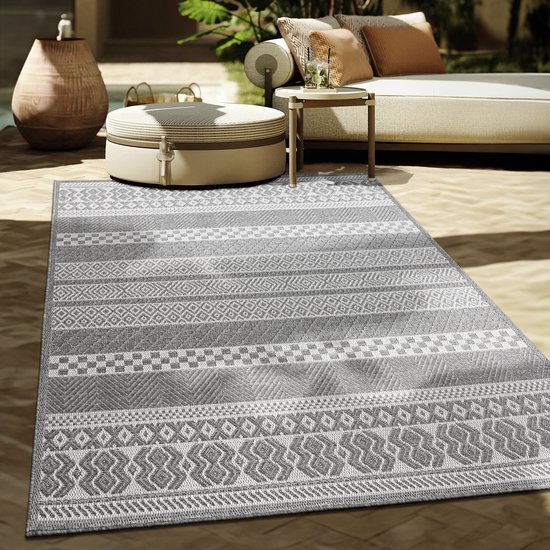 Carpetsale24 Buitentapijt Weerbestendig Platgeweven Keukentapijt Balkon Tuin Patio Tapijt Beige 160 x 230 cm