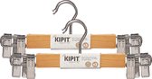 Kipit - broeken/rokken kledinghangers - set 6x stuks - lichtbruin - 28 cm - Kledingkast hangers/kleerhangers/broekhangers