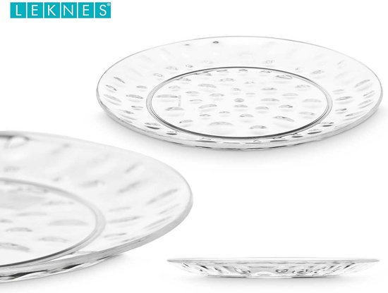 Leknes Onbreekbare Dinerborden - 4x - kunststof - transparant - Dia 21cm - verjaardag/camping van Leknes — afbeelding 3