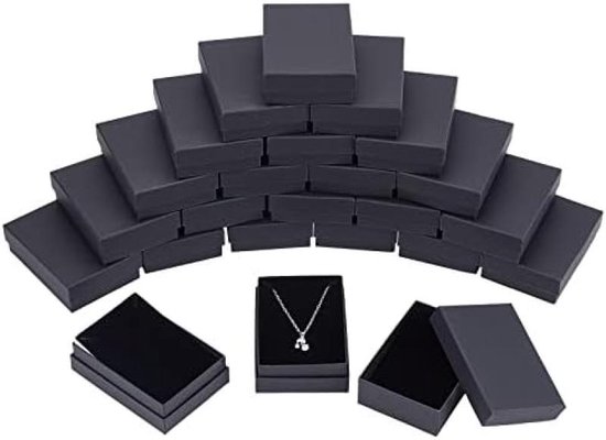 60 Pack kartonnen sieraden dozen, sieraden geschenkdoos zwarte ring doos ketting doos voor kettingen, oorbellen en ringen, 9 x 6,5 x 2,8 cm
