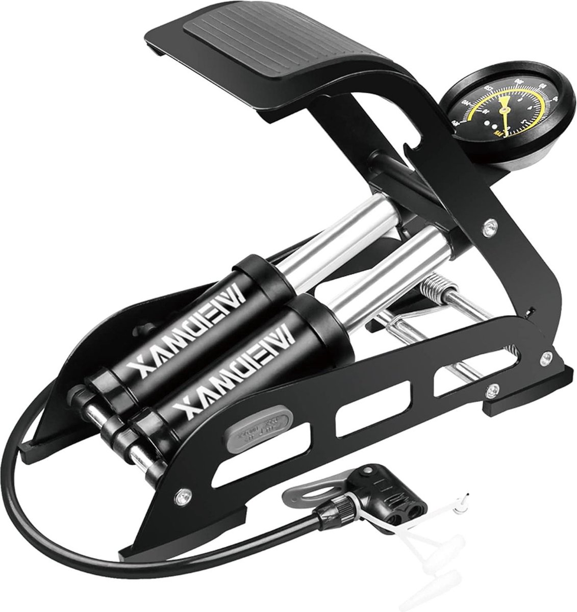 Dubbele cilinder fietspomp - Draagbare vloerpomp met manometer & slimme ventielkop bicycle pump