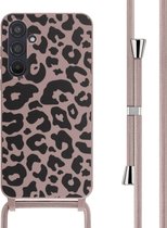 Étui iMoshion adapté pour étui Samsung Galaxy A55 avec cordon - Étui design en Siliconen iMoshion avec cordon - Rose / Pink Animal
