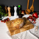 Snijplank, Natuurlijk Teakhout - Uniek Exemplaat, Keuken of Barbecue, Snijden of Serveren van Vlees Kaas Brood 32 x 24 x 4 cm