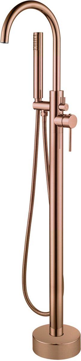 Vrijstaande Badkraan - Leoni - 110.9cm - Handdoucheset - RVS - PVD - Geborsteld Koper