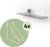 ML-Design 8 stuks plankbeugel 250mm, wit, metaal, driehoekige plankbeugels, zwevende plankbeugel, draad wandbeugel, planksteun voor wandmontage, wandplank wandsteun hangende plank planksteun