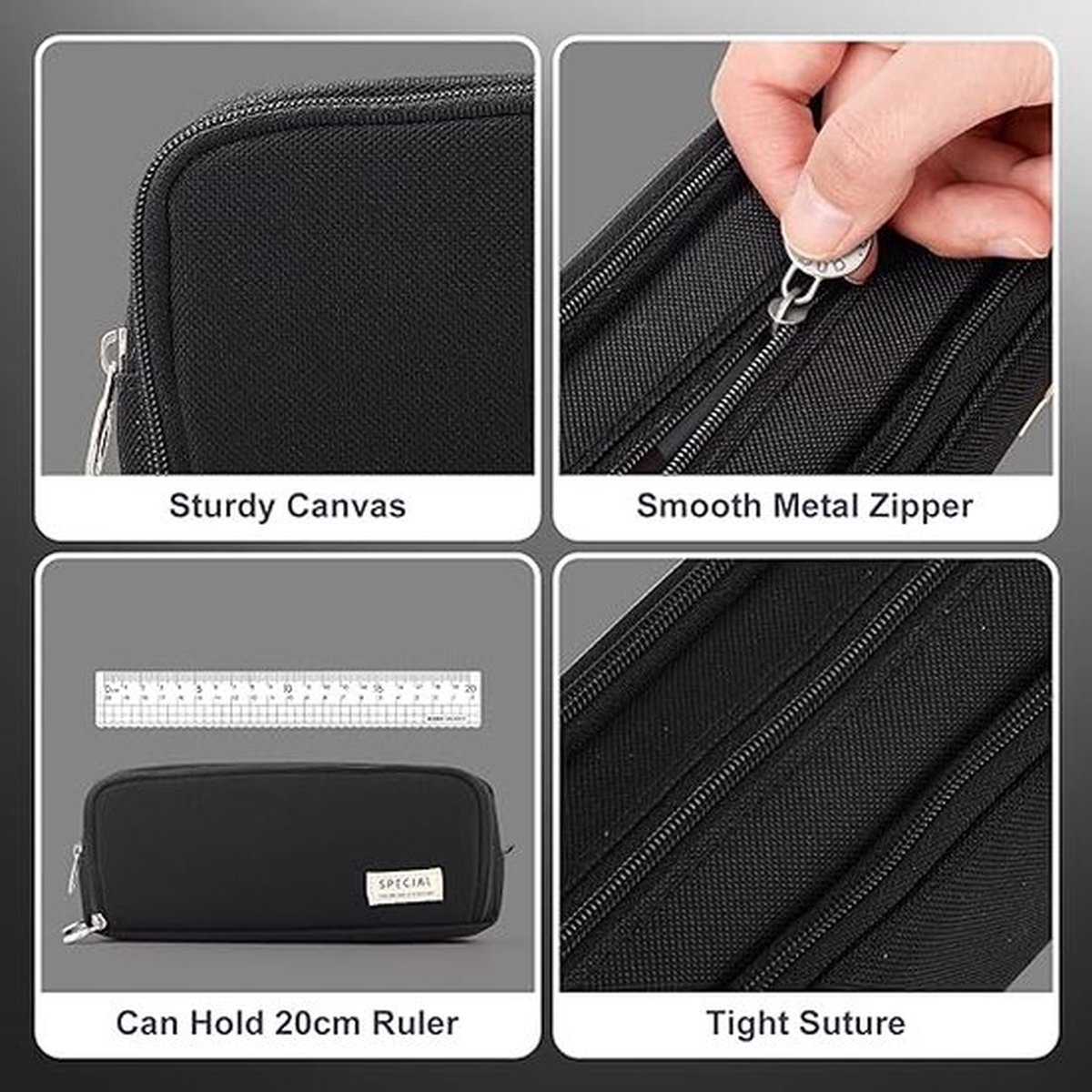 GFXEDSAH Regenboog Sterren Print Etui Pouch Etui Etui Organizer Oxford Stof Pen Case Multifunctionele Potlood Pouch, Zwart, Eén maat, Sleutelbehuizing