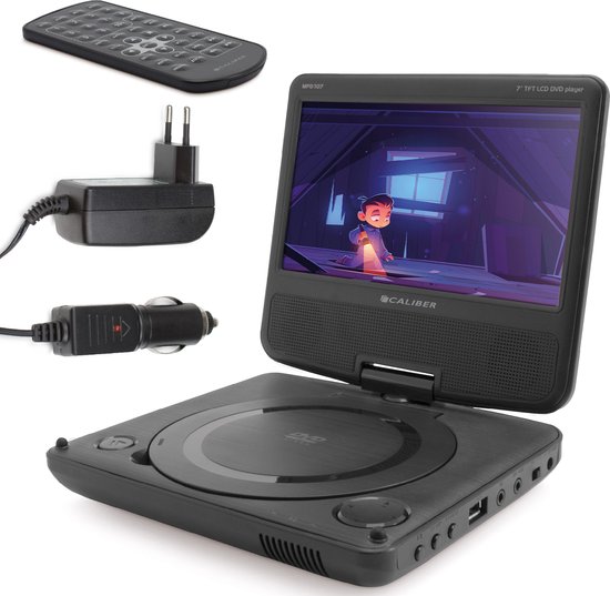 Caliber Draagbare DVD Speler Auto - 7 Inch - Draagbare DVD Speler - Inclusief hoofdsteun houder - Draaibaar Scherm met USB en Accu - Zwart (MPD107) — afbeelding 3