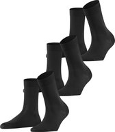 FALKE Cotton Touch 3-Pack eenkleurig katoen sokken dames zwart - maat 39-42