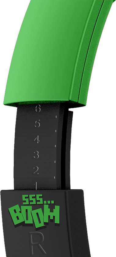 Groene en zwarte koptelefoon met Minecraft creeper logo