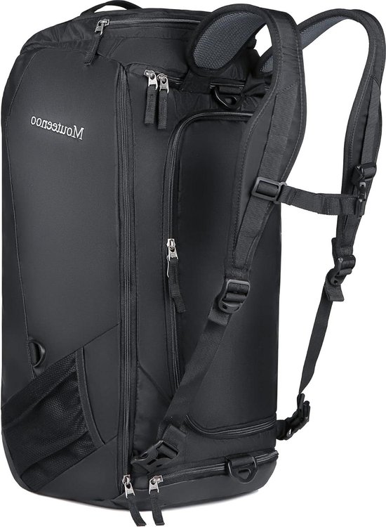 Nayubo 65L wandelrugzak voor heren, waterdicht, uitbreidbaar, reisrugzak, casual dagrugzak, grote rugzak voor kamperen, buitensporten, trekking (zwart), Zwart