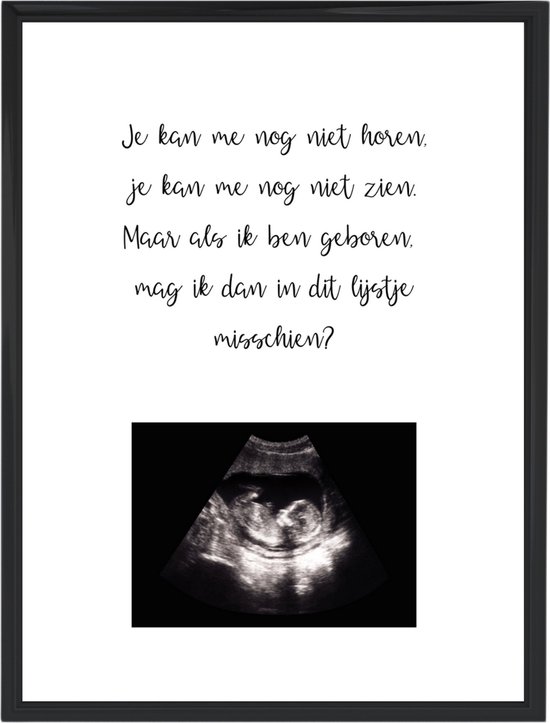 Ingelijste poster zwangerschap aankondiging 'echo foto' | A4 formaat | Voeg zelf je echo toe | Originele bekendmaking zwangerschap | Zwangerschap verrassing | Ik ben zwanger | Baby op komst | Pregnancy announcement | Baby aankondiging