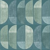 Papier peint graphique Profhome 375313-GU papier peint intissé légèrement texturé avec motif graphique bleu-vert mat 5,33 m2
