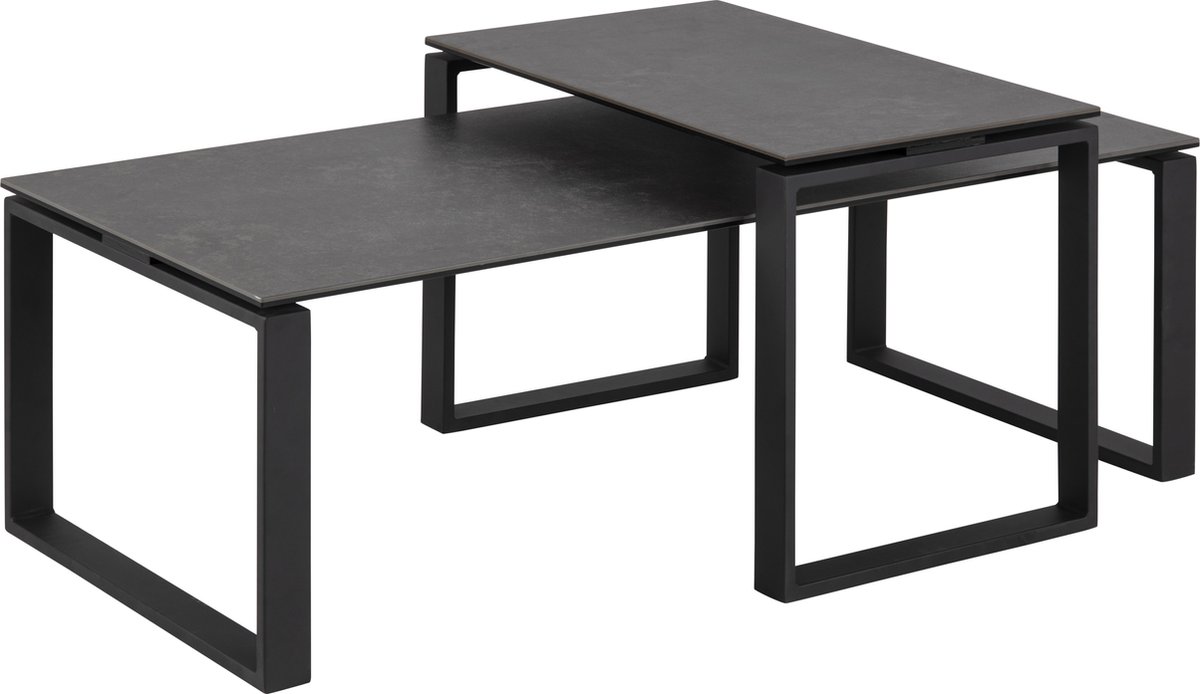 Salontafel Set van 2 Glentruan Zwart Keramiek - Giga Living