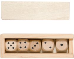Woody Dobbelstenen - 5x - beige - hout - bordspellen - dobbel spellen