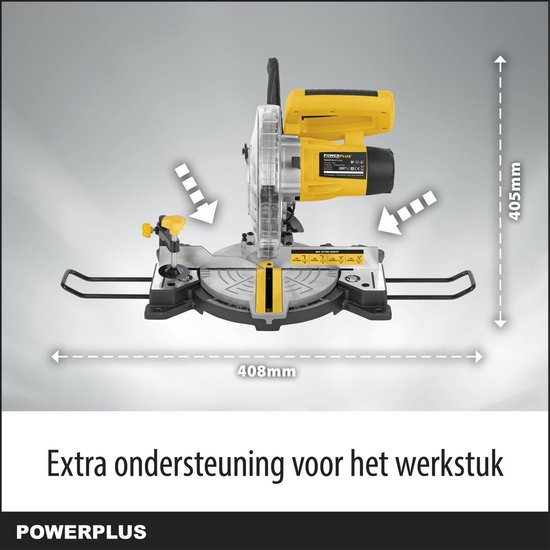 Powerplus elektrische verstekzaag POWX075700 - 1500W zaagmachine, Ø210mm - rechte & versteksneden - laser - met 1 acc.