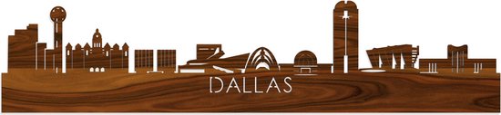 Skyline Dallas Palissander hout - 80 cm - Woondecoratie - Wanddecoratie - Meer steden beschikbaar - Woonkamer idee - City Art - Steden kunst - Cadeau voor hem - Cadeau voor haar - Jubileum - Trouwerij - WoodWideCities