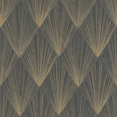 Grafisch behang Profhome 378644-GU vliesbehang licht gestructureerd met grafisch patroon glanzend zwart goud grijs 5,33 m2
