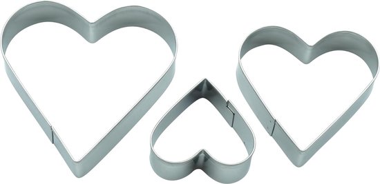 Unbekannt Koekjessnijders harten van roestvrij staal, 5-delige set, 2 - 5,4 cm