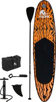 Pacific Special Edition Sup Board - Tijgerprint - GRATIS Waterproof telefoonhoesje - Extra Stevig - 305 cm - 7 Delig - Tot 100 kg - Opblaasbaar