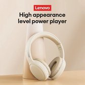Casque sans fil Lenovo - Bluetooth 5.3 - Pliable - Casque de jeu - Sport - Casque avec microphone - Casque de musique - 250mAh - Casque - Bouchons d'oreilles - Beige