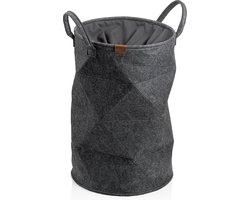 Wasmand met Trekkoord, 33 x 50 cm, Vilt, Rond, Donker Grijs - Kela | Fay