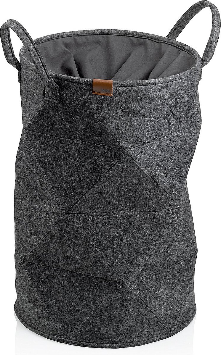 Goedkoopste Wasmand met Trekkoord, 33 x 50 cm, Vilt, Rond, Donker Grijs - Kela | Fay