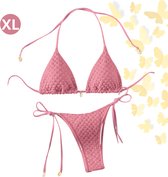 Livano Bikini Dames - Meisjes Bikini - Badpak - Push Up - Vrouwen Badkleding - Zwemmen - Sexy Set - Top & Broekje - Roze - Maat XL