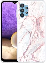Hoesje Geschikt voor Samsung Galaxy A32 5G White Pink Marble