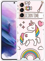 Hoesje Geschikt voor Samsung Galaxy S21 Unicorn Time