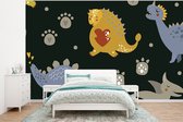 Behang babykamer - Fotobehang Dino - Kinderen - Patronen - Jongens - Meisjes - Dinosaurus - Breedte 320 cm x hoogte 240 cm - Kinderbehang