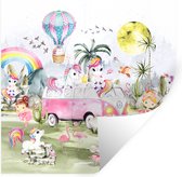 Muursticker kinderkamer - Kinder decoratie - Unicorn - Regenboog - Kinderen - Meiden - Auto - Muursticker - Decoratie voor kinderkamers - 50x50 cm - Zelfklevend behangpapier - Stickerfolie