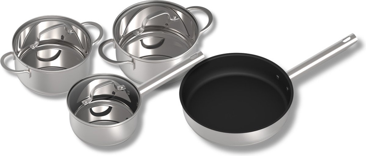 Inventum IPS437RVS - 4-delige pannenset - Geschikt voor inductie - RVS