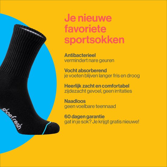 7 paires de chaussettes de Chaussettes de sport en Bamboe Shoefresh hommes - Taille 46-48 - Zwart - Chaussettes sans couture