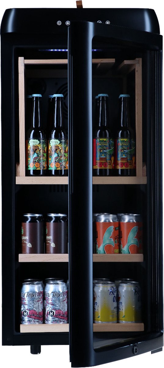 Bierkoelkast Amsterdam - Zwart - 85 flessen - Kleine koelkast glazen deur  -... | bol.com