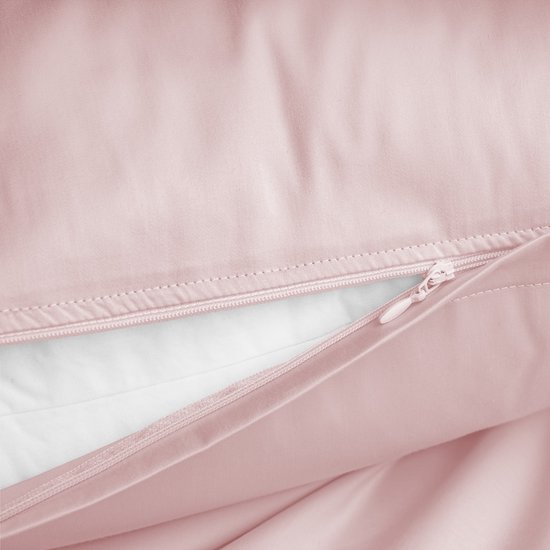 Nordic Paradise - Housse de couette en satin de Katoen de Luxe 140x220 cm + 2 taies d'oreiller 60x70 cm avec fermeture éclair fine - Rose tendre
