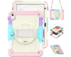 Mobigear SureGrip Xtreme Tablethoes geschikt voor Apple iPad 10 (2022) Hardcase Backcover + Schouderband + Standaard - Rainbow