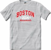 Boston 2014 | Boston - Vintage - Retro - T-Shirt - Unisex - Donker Grijs - Gemêleerd - Maat XXL