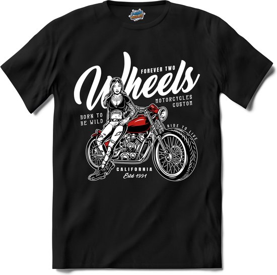 Forever Two Weels | Motor - Hobby - Vintage - T-Shirt - Unisex - Zwart - Maat XXL